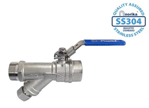 带锁蓝色手柄不锈钢304 Y型过滤球阀